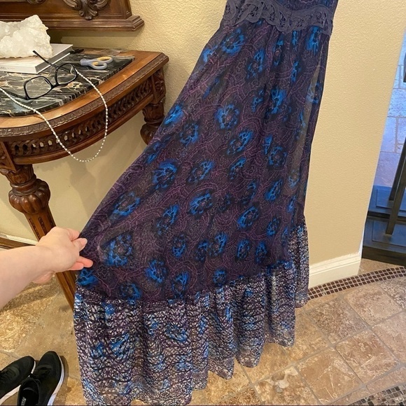 FREE PEOPLE Urban Outfitters Women Floral High-Low Boho Summer Maxi Dress Size 2 - Picture 8 of 12